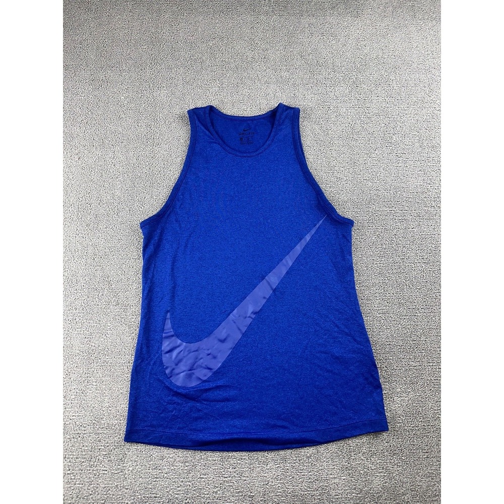 Nike Tank Men XS Blue Dri-FIT Swoosh Gym Training Sporty Activewear Running